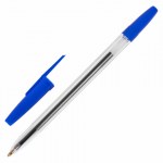 Ручка шариковая синяя масляная STAFF Basic BP-962 корпус прозрачный, узел 1 мм