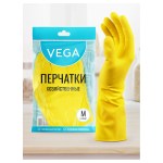Перчатки резиновые M Vega х/б напыление 