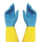 Перчатки латексные Bicolor усиленные синие/желтые размер 9 L