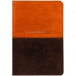 Обложка для паспорта OfficeSpace Duo кожа осень+коричневый тиснение фольгой