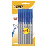 Ручки шариковые с грипом BIC Round Stic Exact набор  6+2шт синие линия письма 0,28 мм блистер