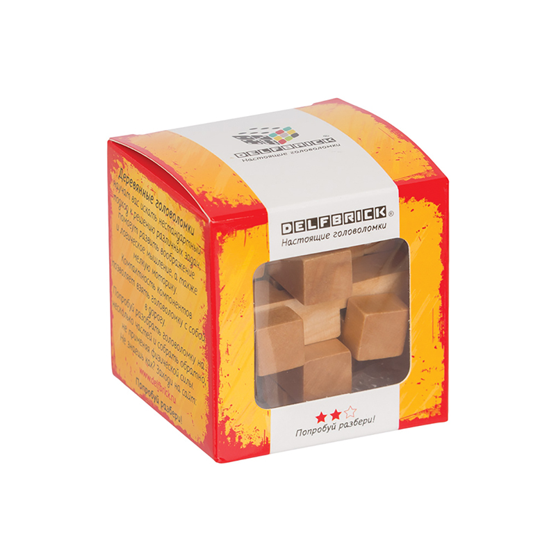 Игра головоломка деревянная Delfbrick Занимательный куб 12 элементов