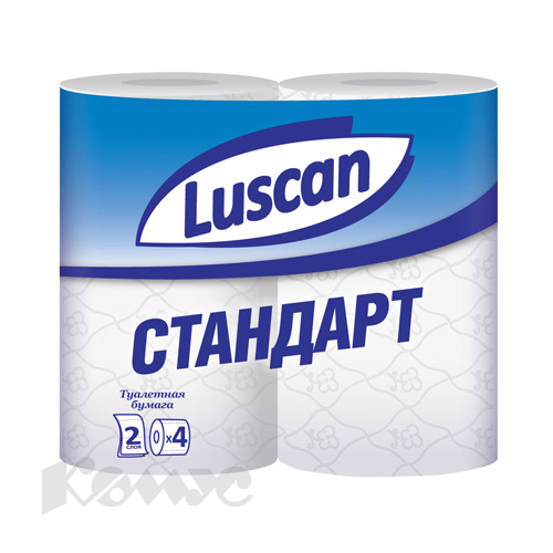 Туалетная бумага втулка 4шт Luscan Standart 21,8м 2-сл белая 