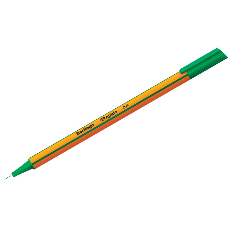 Ручка капиллярная (линер) 0,4мм Berlingo Rapido зеленая трехгранная/12   CK_40103
