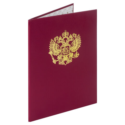 Папка адресная А4 с гербом России Staff Basic ПВХ бордовая индивидуальная упаковка 