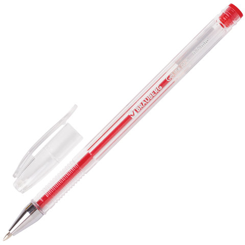 Ручка гелевая красная Brauberg Jet 0,5мм корпус прозрачный линия письма 0,35мм