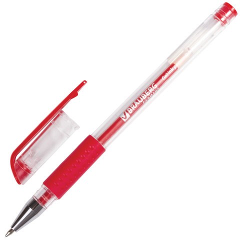 Ручка гелевая красная Brauberg Number One 0,5мм линия письма 0,35мм грип