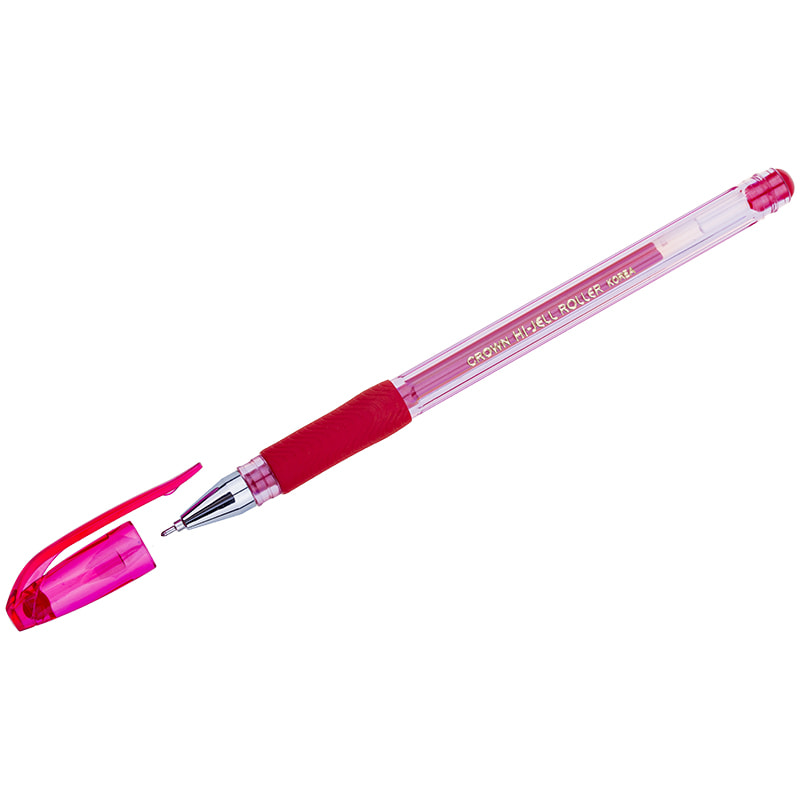 Ручка гелевая красная Crown Hi-Jell Needle Grip 0,7мм грип игольч стержень/12