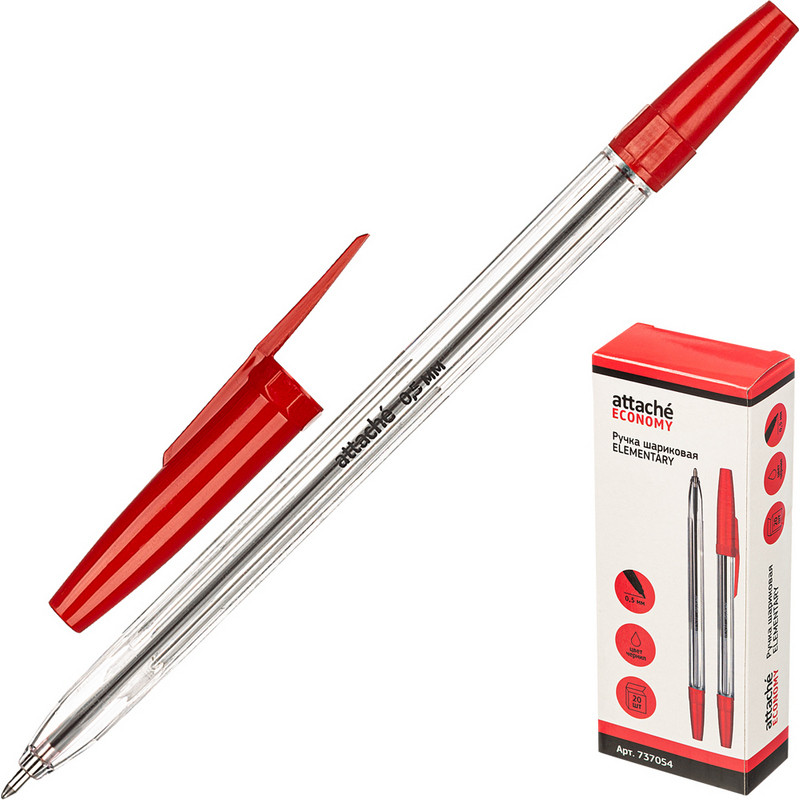 Ручка шариковая 0,5мм Attache Economy Elementary красная