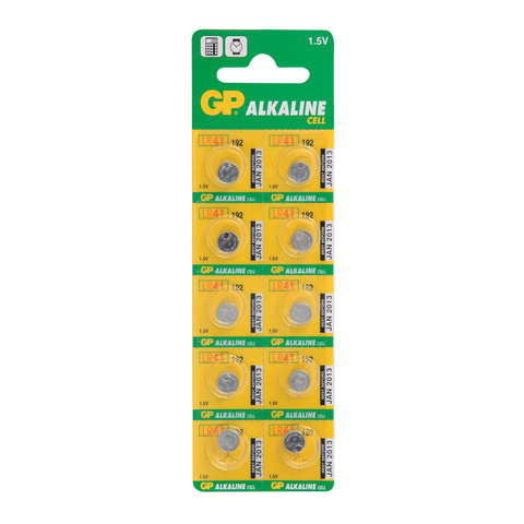 Батарейка LR41 GP Alkaline 192 G3 алкалиновая 1шт в блистере отрывной блок 