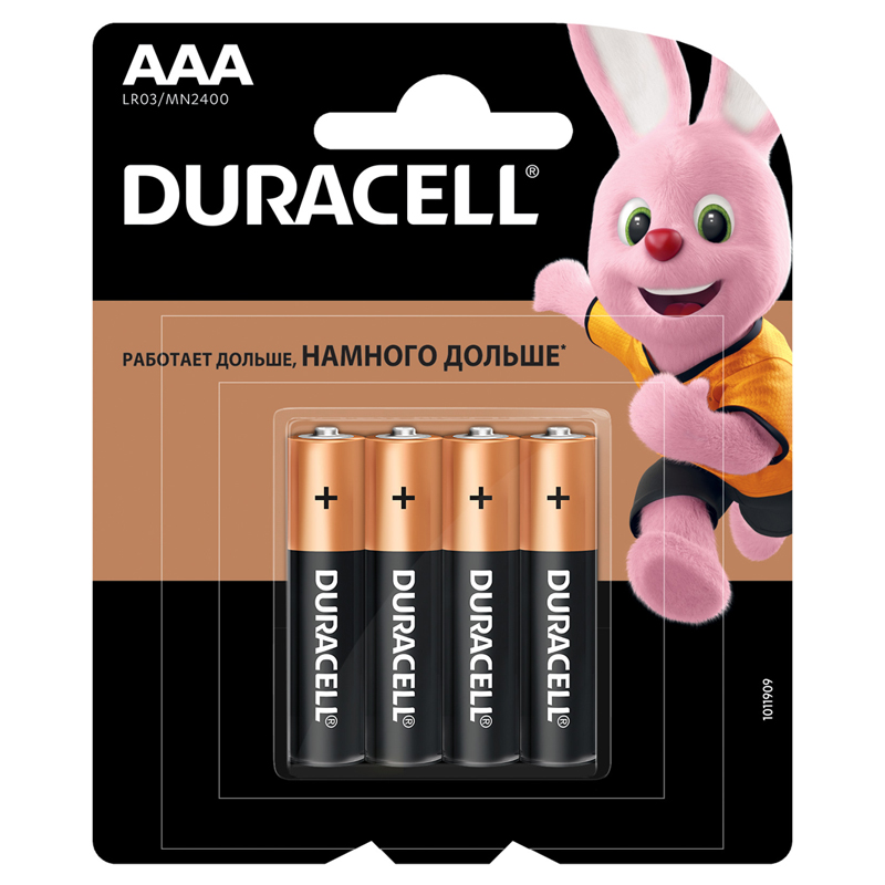 Батарейка LR03 ААА (мизинчиковая) Duracell Basic алкалиновая 4BL