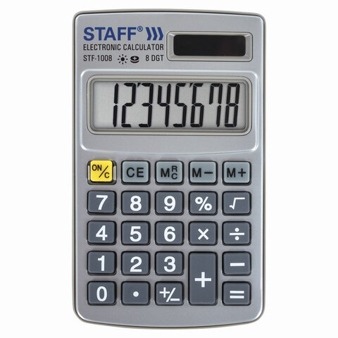 Калькулятор 08 разр металл Staff STF-1008 103х62мм  двойное питание