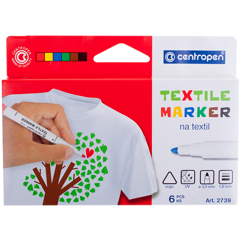 Набор маркеров для ткани Centropen Textil Marker 2739 06цв 1,8мм картон уп европодвес