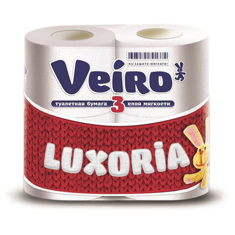 Туалетная бумага 04шт Veiro Luxoria 19,4м 3-сл белая втулка
