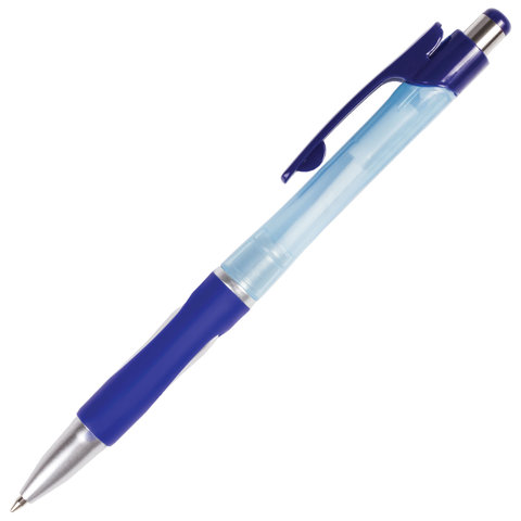 Ручка шариковая автоматическая синяя с грипом Brauberg Neo корпус синий узел 0,7мм