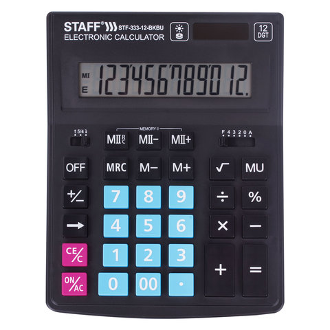Калькулятор 12 разр Staff Plus STF-333-BKBU 200x154мм черно-синий