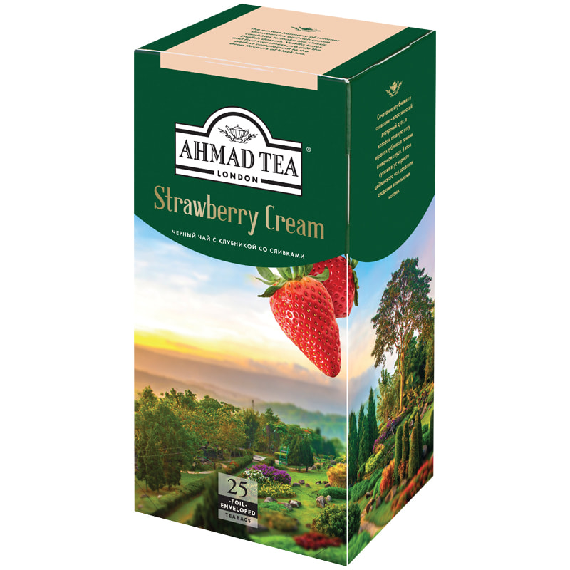 Чай 25пак Ahmad Tea Strawberry Cream черный клубника со сливками  1653-1