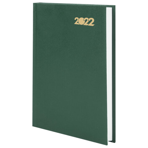 Ежедневник датированный 2022 А5 твердая обложка бумвинил зеленый Staff