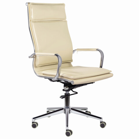 Кресло офисное экокожа хром бежевое  Brabix Premium Kayman EX-532