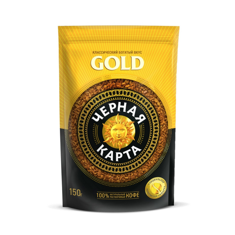 Кофе растворимый 150гр Черная Карта Gold пакет