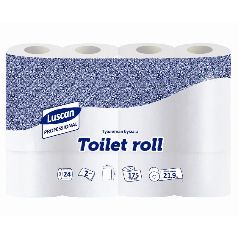 Туалетная бумага 24шт Luscan Professional 20м 2-сл белая втулка 