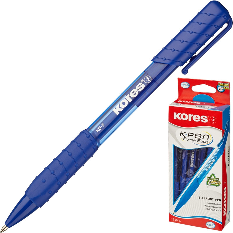Ручка шариковая автоматическая синяя Kores К6 треуг корп манж 0,5мм