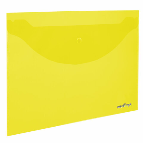 Конверт на кнопке А4 Юнландия 180мкм 100 листов прозрачный желтый
