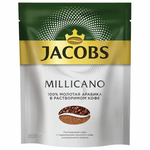 Кофе молотый в растворимом 200г Jacobs (Якобс) Millicano сублимированный мягкая упаковка     8052484