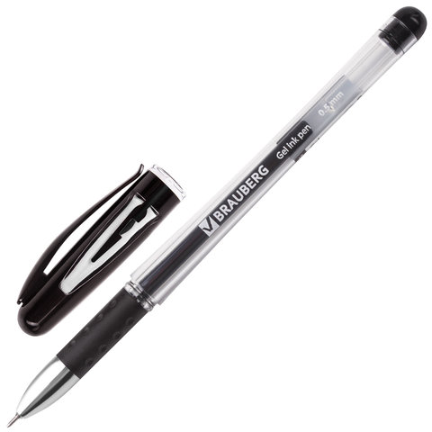 Ручка гелевая 0,5мм Brauberg Geller черная с грипом игольчатый линия письма 0,35мм