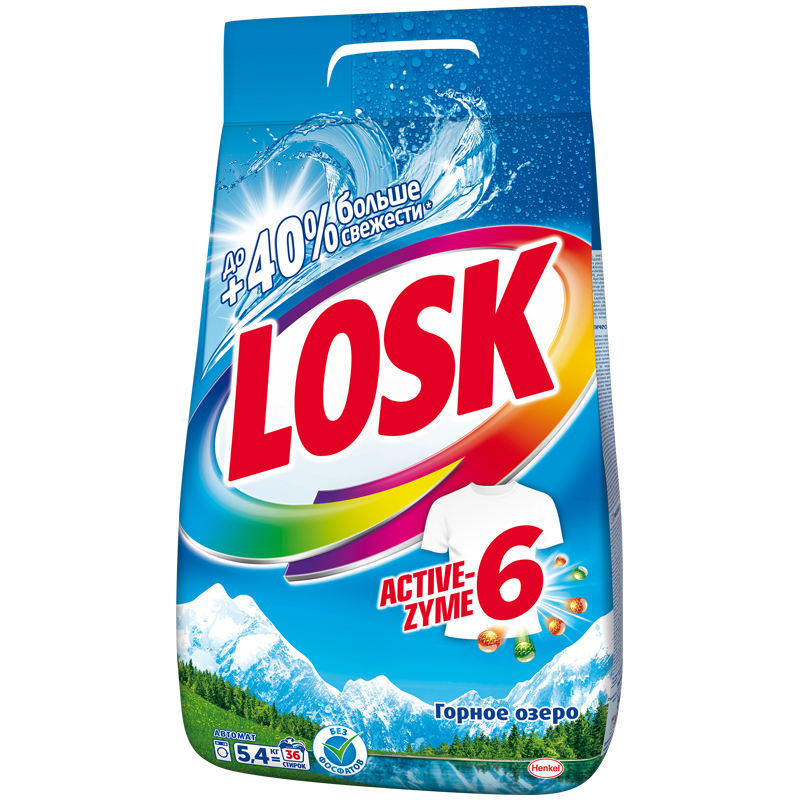 Порошок стиральный 5,4кг автомат для белого Losk Горное озеро