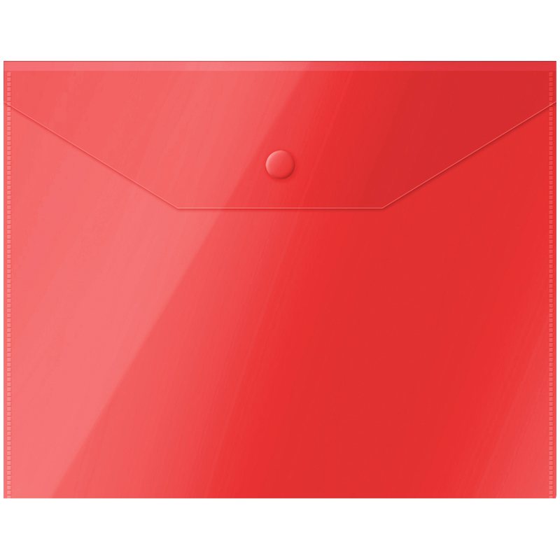 Конверт на кнопке А5 OfficeSpace 150мкм полупрозрачный красный