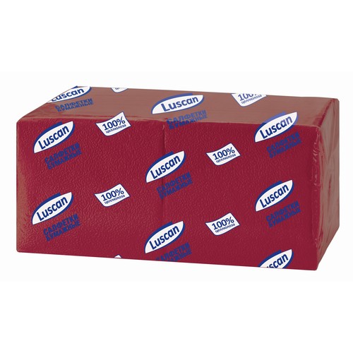 Салфетки бумажные 24х24 бордовый 1-слойные 400 штук в упаковке Luscan Profi Pack