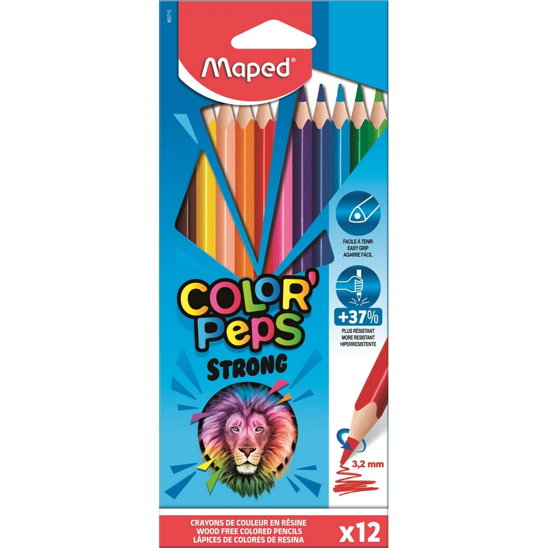 Карандаши цветные 12цв Maped COLOR'PEPS STRONG пластиковые 862712