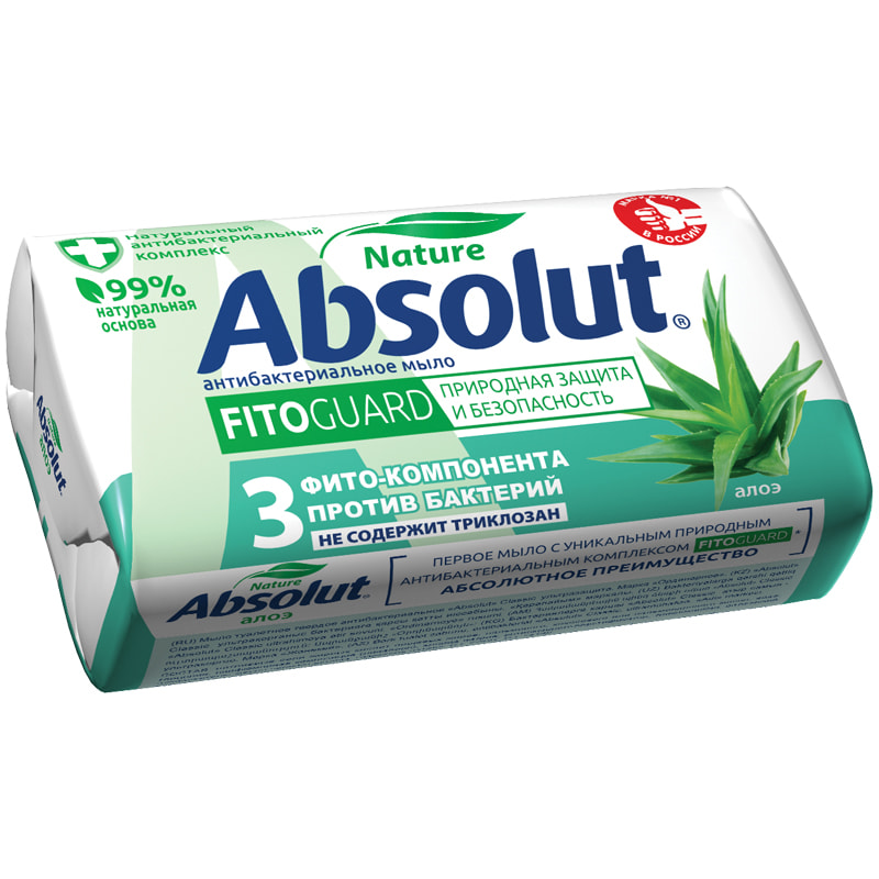 Мыло туалетное 90гр Absolut Алоэ антибактериальное 6061