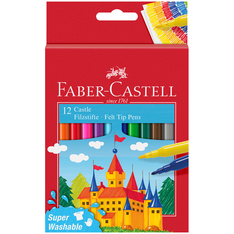 Фломастеры 12цв Faber-Castell Замок смываемые картон европодвес