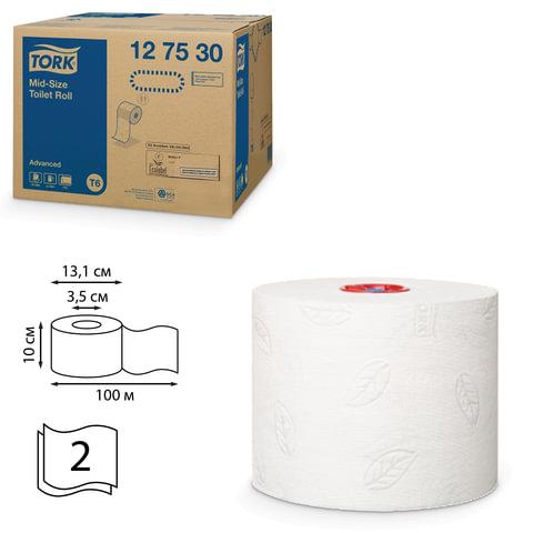 Туалетная бумага для диспенсера 100м Tork Система Т6 27шт/уп Advanced 2-сл белая