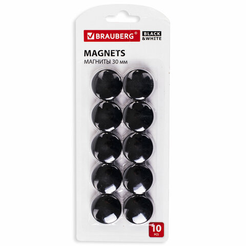 Магниты 30мм набор 10шт черные Brauber Black&White усиленные