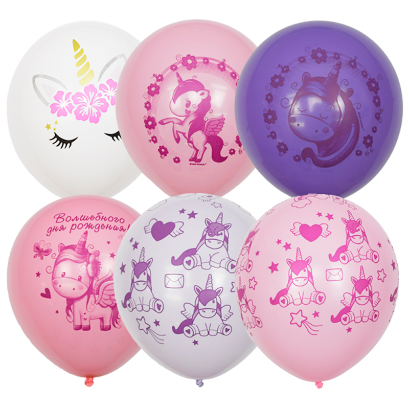 ШТУЧНО!! Воздушные шары 1шт Единорог День рождения пастель+декор ассорти ПатиБум