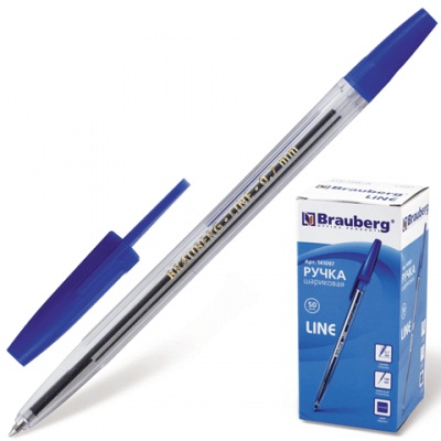Ручка шариковая синяя Brauberg Line тип Корвина 1мм/50