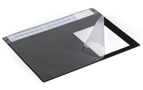 Коврик настольный 520х650 Durable черный с прозрачным листом с календарем