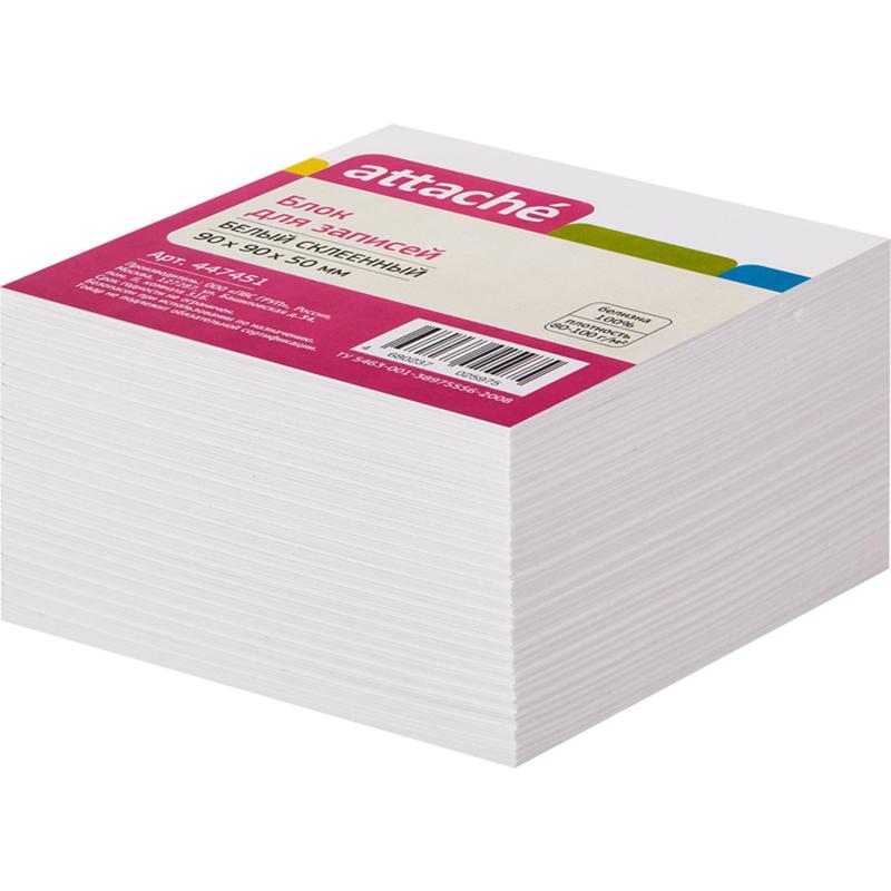 Блок бумаги 9х9х5 белый на склейке Attache 80-100г 
