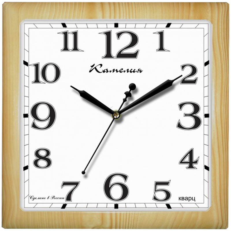 Часы настенные Камелия Сосна светлая квадрат светло корич рамка   9918148