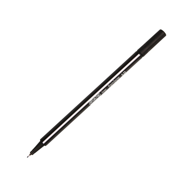 Ручка капилярная (линер) 0,4мм Attache Rainbow черный трехгран/20