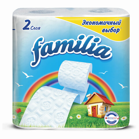 Туалетная бумага 04шт Familia 16,2м 2-сл белая втулка 