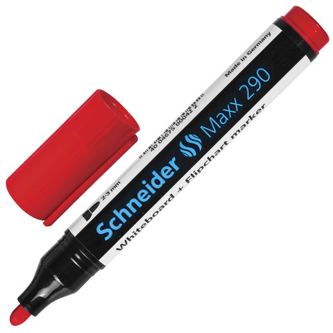 Маркер для доски и флипчарта 2-3мм Schneider Maxx 290 красный скошенный наконечник