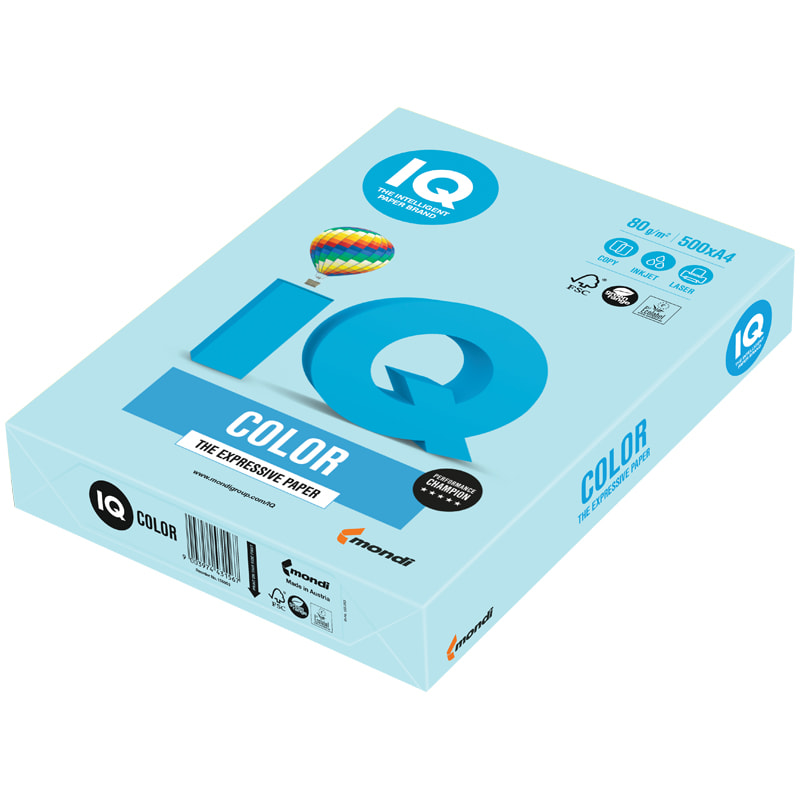 Бумага для принтера А4 IQ Color pale 80г 500л голубой МВ30
