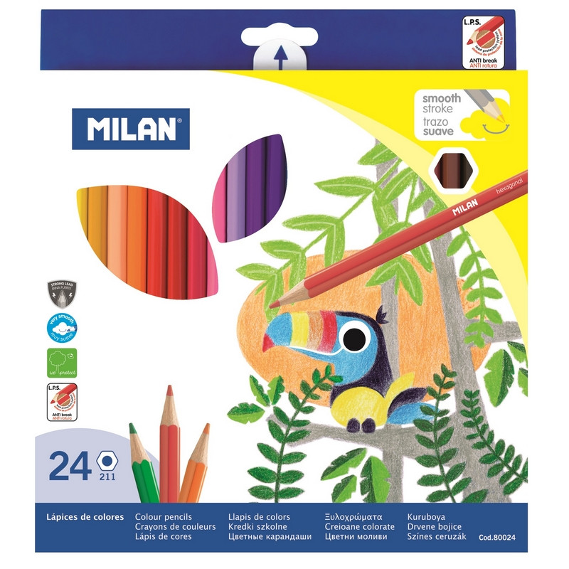 Карандаши цветные 24цв Milan 6-гран, 80024