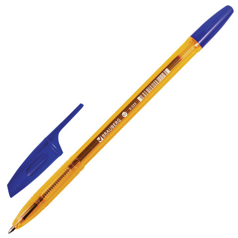 Ручка шариковая синяя Brauberg X-333 Amber корпус тонированный оранжевый узел 0,7мм
