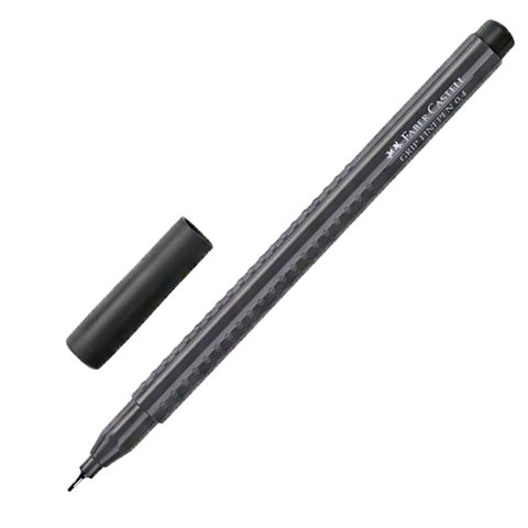 Ручка капиллярная (линер) 0,4мм черная трехгранная корпус черный Faber-Castell Grip Finepen