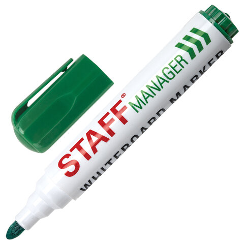 Маркер для белой доски зеленый стираемый Staff Manager WBM-491 5мм с клипом